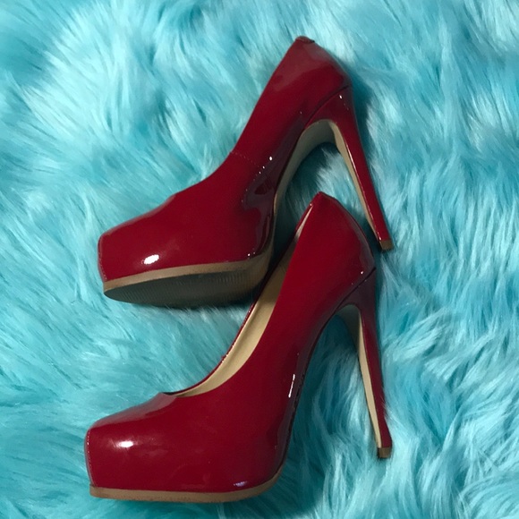 Red leather platform stilettos size 6 - Picture 5 of 6